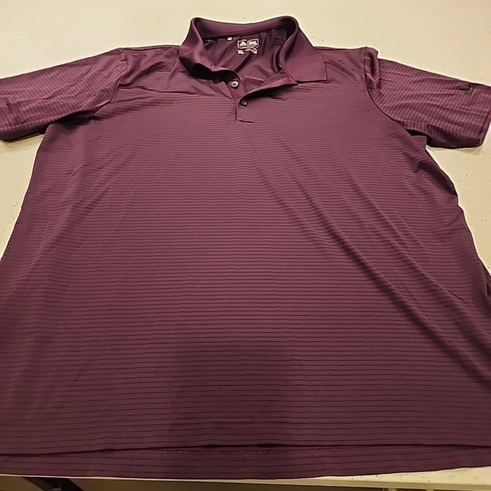 Mens Adidas Golf Polo XL Purple Stripes Shirt Short Sleeve Athletic